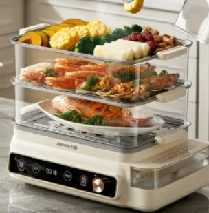 九阳（Joyoung）电蒸锅24L三层大容量家用电蒸锅多功能电蒸箱多层蒸汽锅多用途蒸锅全透明视窗不锈钢蒸片GZ578