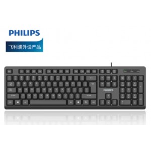 飞利浦（PHILIPS）SPK6234有线键盘 商务办公键盘 笔记本电脑台式机外接键盘 USB键盘 全尺寸 黑色